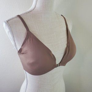 SHEIN Womens Tan Front Closure Solid Wireless Triangle Bra